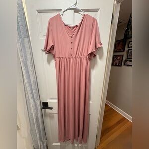 Pink maxi dress, bodycon dress